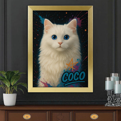 Custom Cat Pet Portrait Contemporary Canvas Framed Wall Art