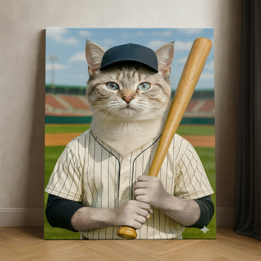Custom Photo Baseball Player Cat Gift For Cat Lovers