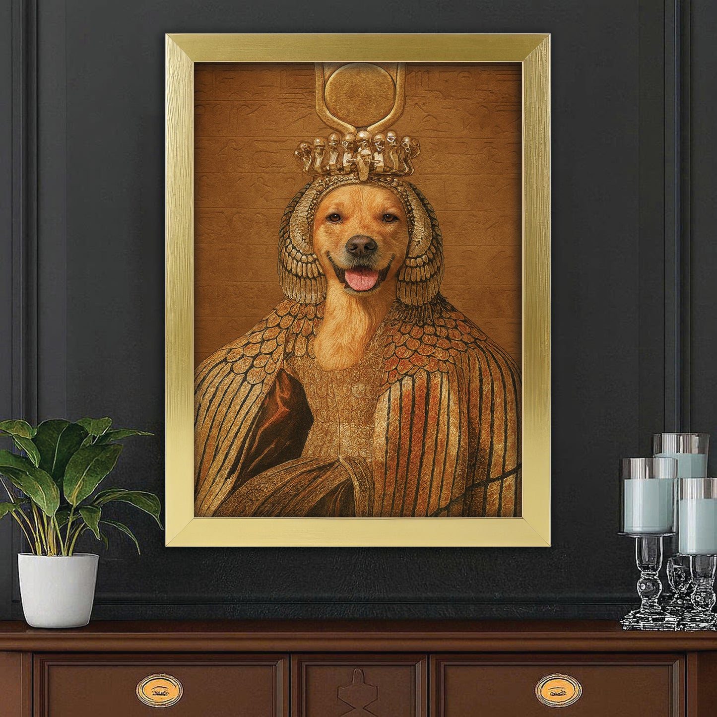 Custom Photo Cleopawtra Dog Canvas Framed Wall Art Gift For Dog Lovers
