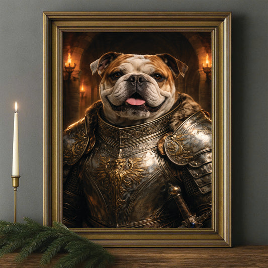 Custom Photo Knight Royal Dog Canvas Framed Wall Art Gift For Dog Lovers