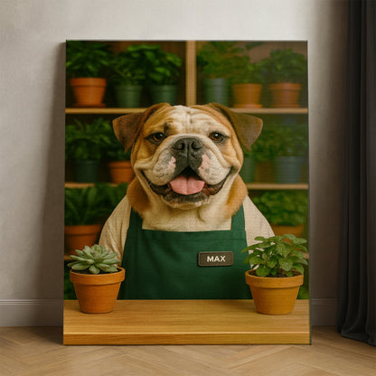 Custom Photo Gardener Dog Canvas Gift For Dog Lovers