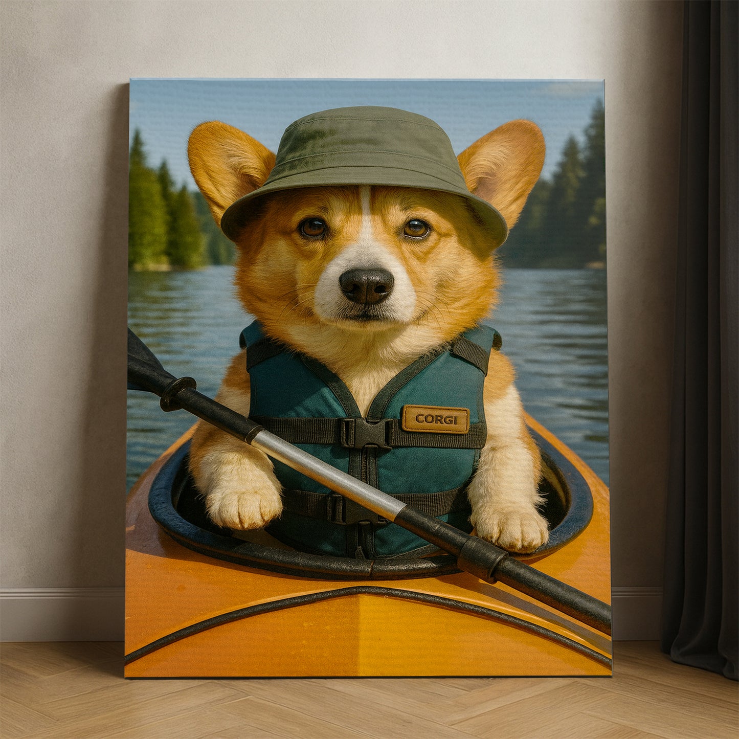 Custom Photo Kayak Dog Canvas Gift For Dog Lovers