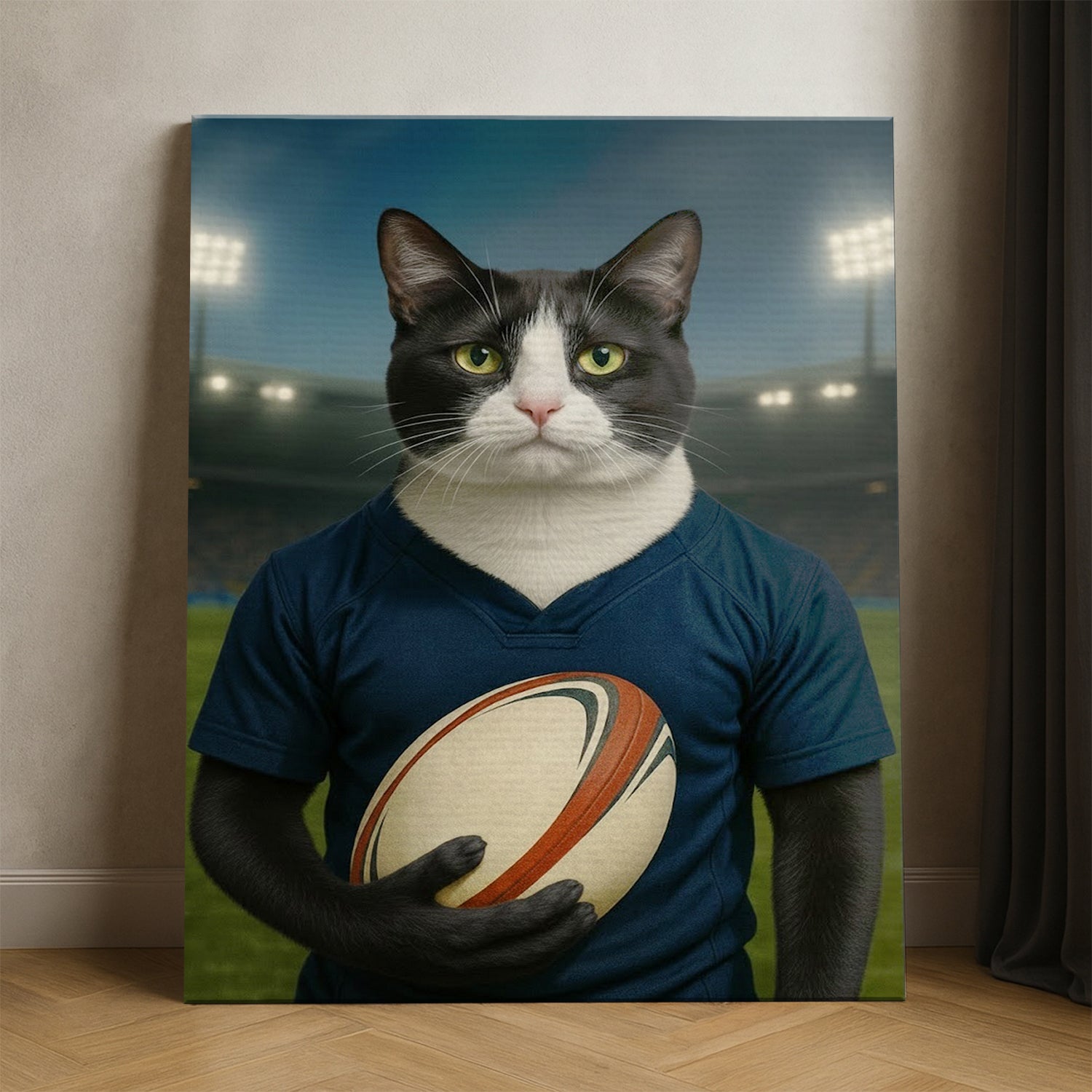 Custom Cat Rugby Sport Cat Canvas Gift For Cat Lovers