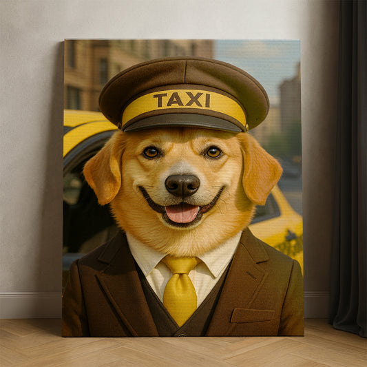 Custom Photo Taxi Driver Dog Canvas Gift For Dog Lovers