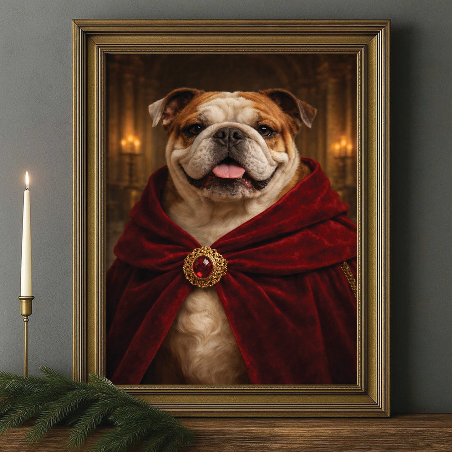 Custom Photo King Royal Dog Canvas Framed Wall Art Gift For Dog Lover