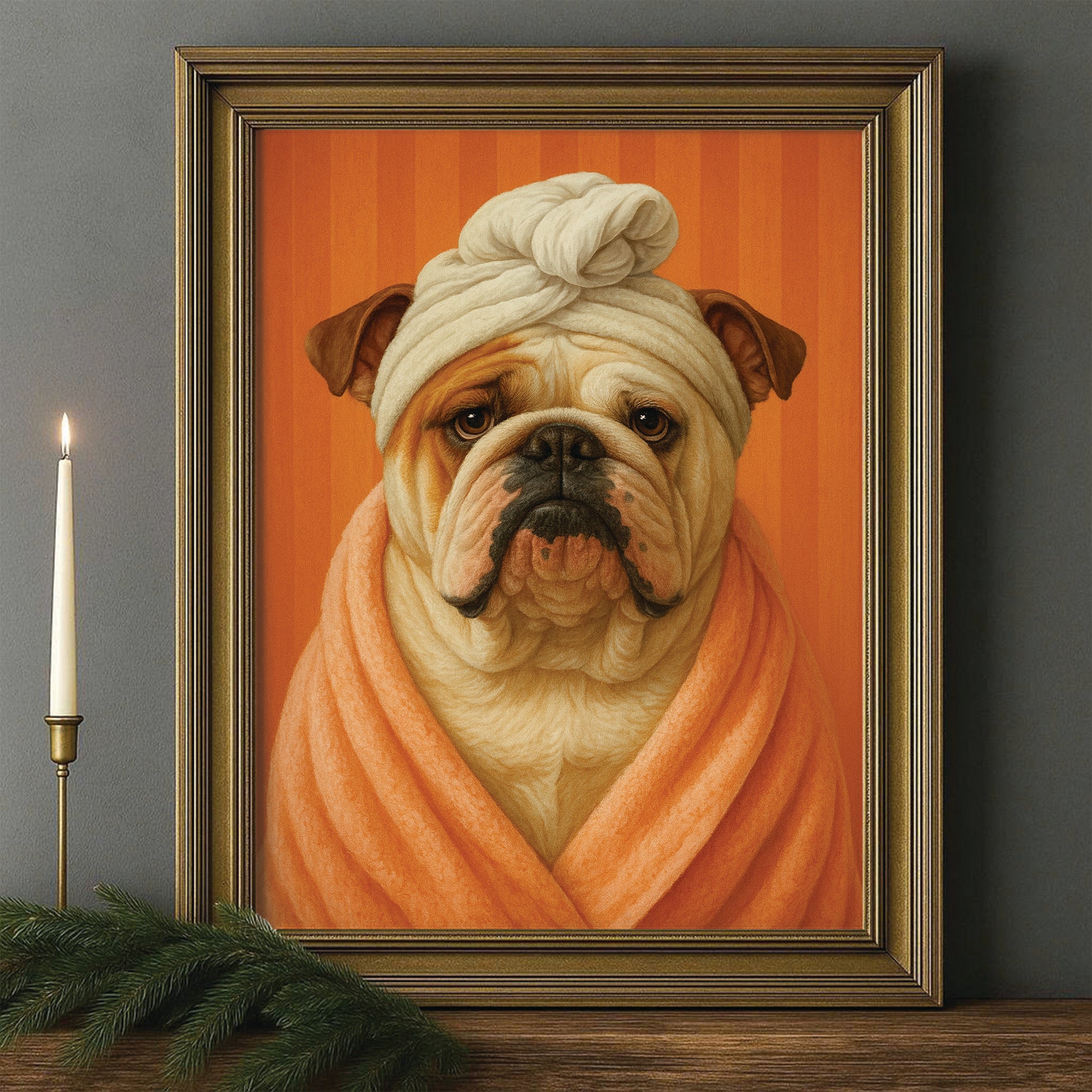 Custom Photo Dog Bathroom Style 17 Canvas Framed Wall Art Gift For Dog Lovers