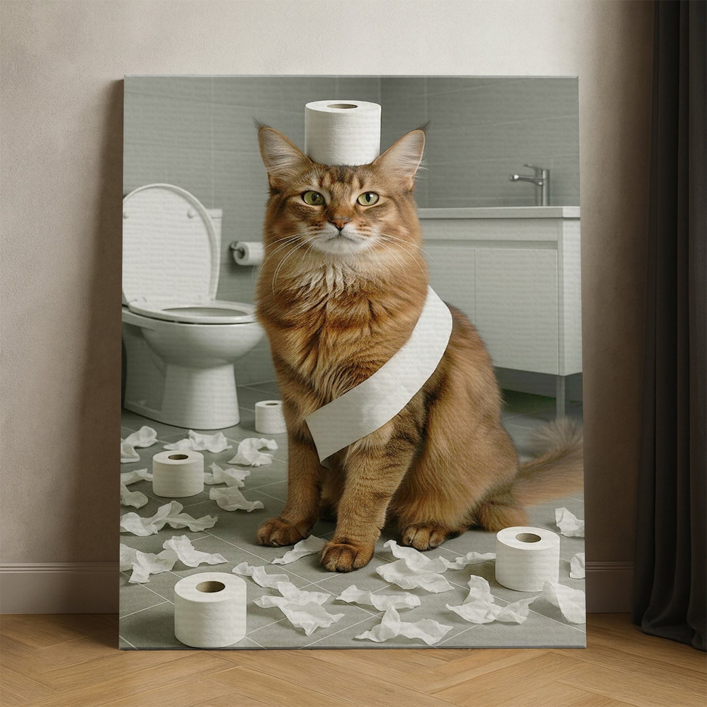 Custom Photo Cat Bathroom Style 19 Canvas Gift For Cat Lovers