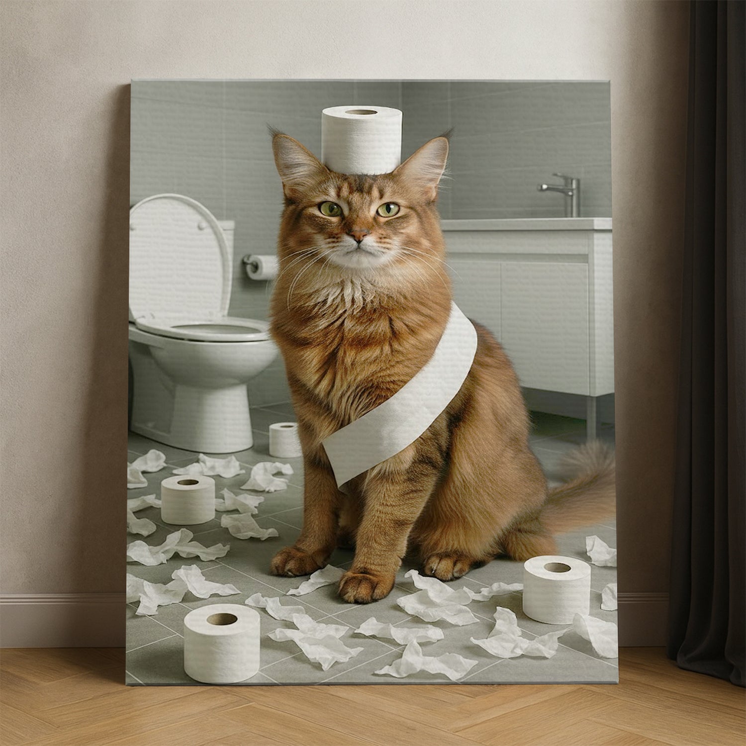 Custom Photo Cat Bathroom Style 19 Canvas Gift For Cat Lovers