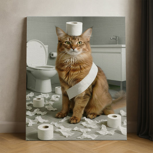 Custom Photo Cat Bathroom Style 19 Canvas Gift For Cat Lovers