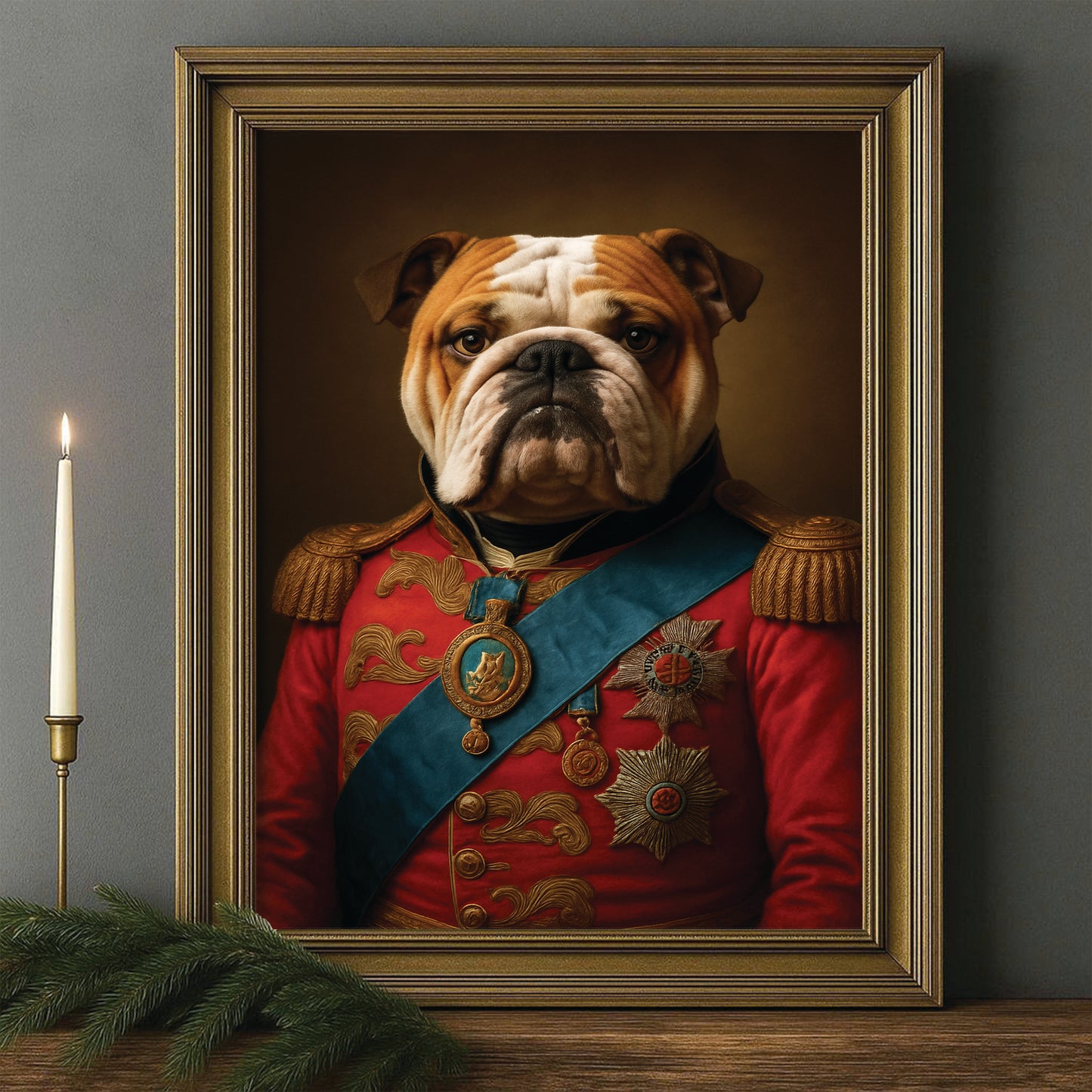 Custom Photo Royal Dog Canvas Framed Wall Art Gift For Dog Lover