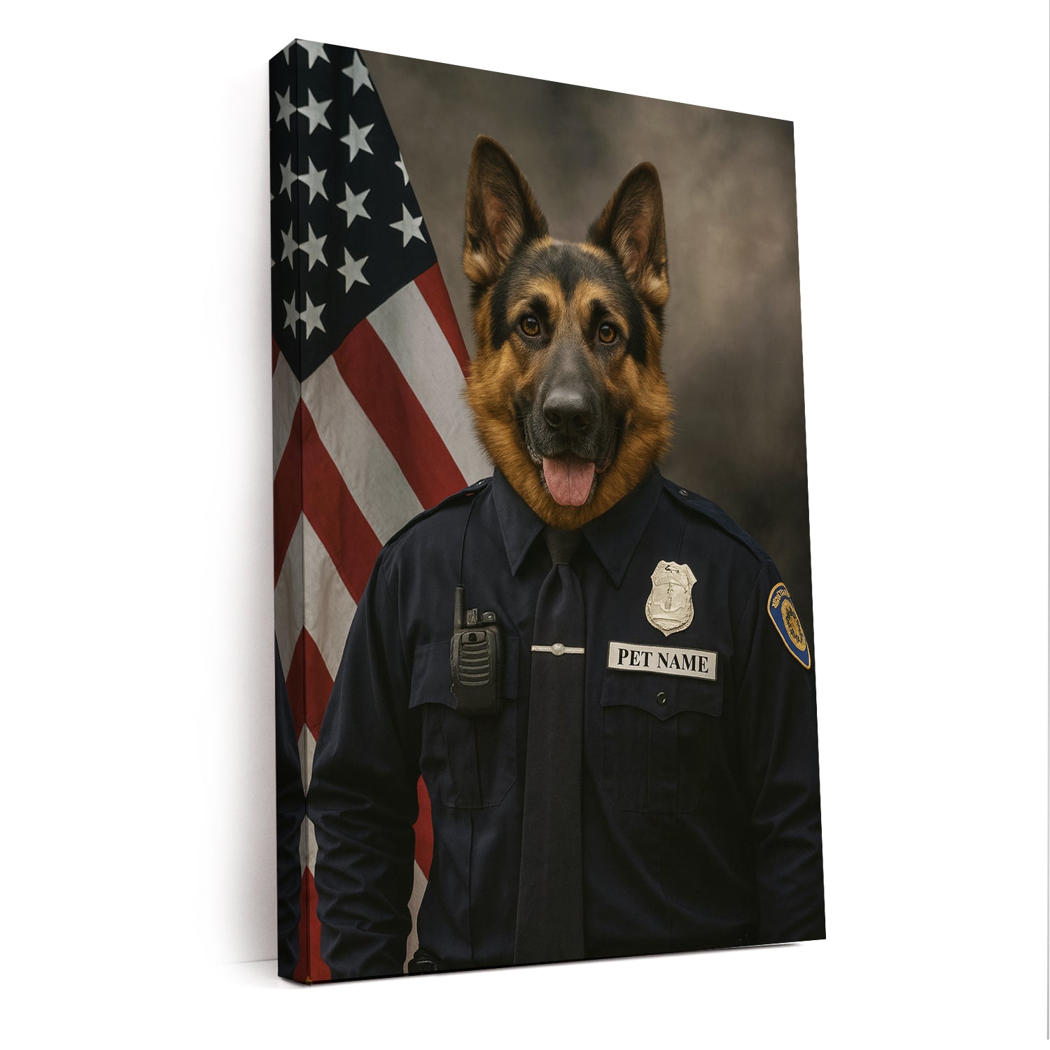 Custom Dog Photo Policeman Canvas _ Gift For Dog Lovers