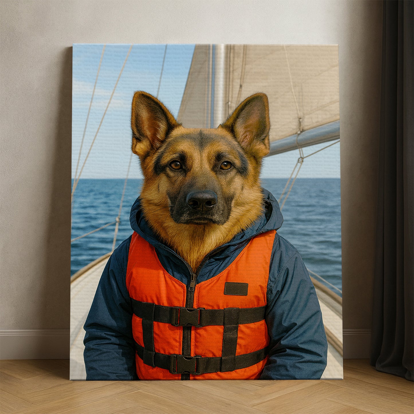 Custom Photo Sailor Dog Canvas Gift For Dog Lovers