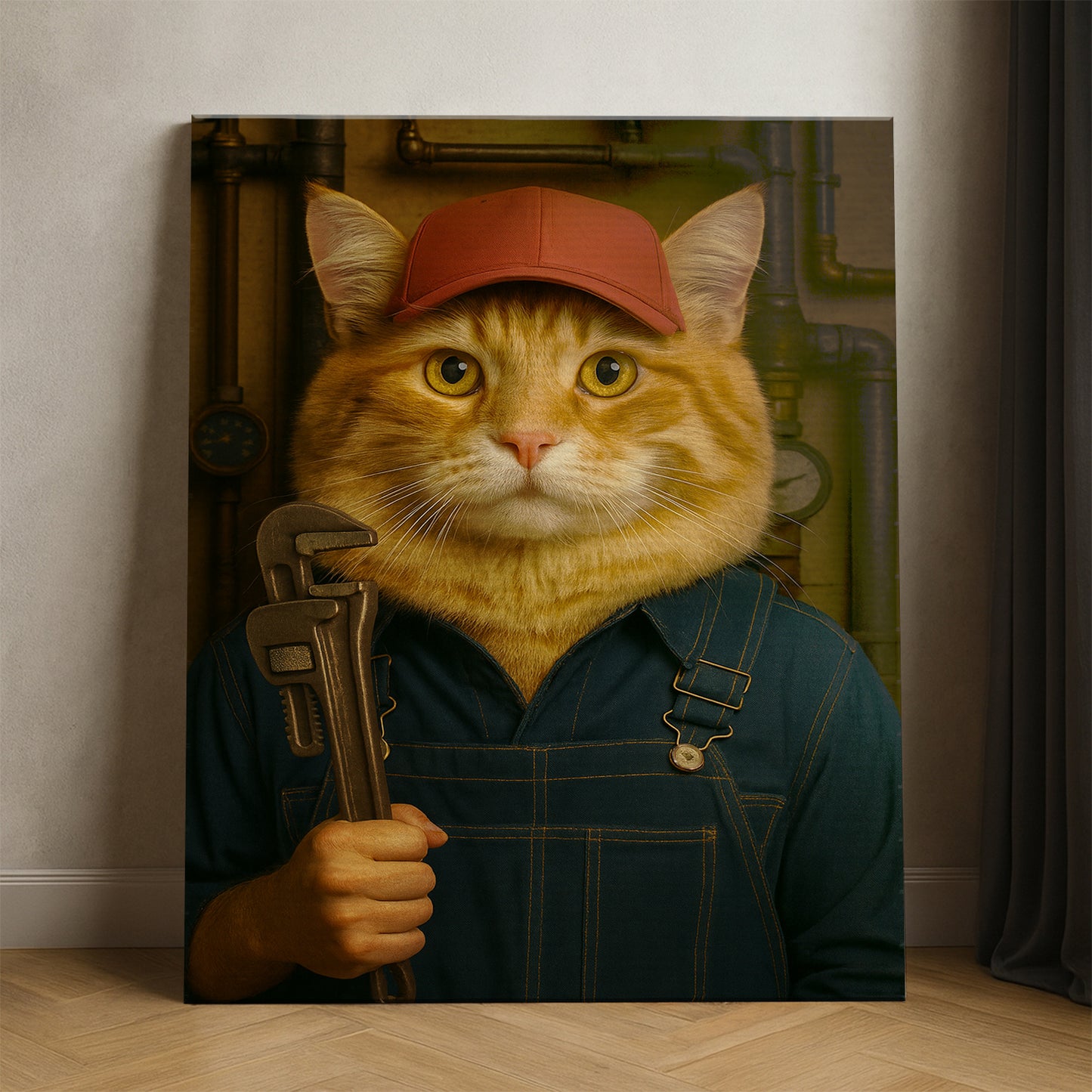 Custom Photo Plumber Cat Canvas Gift For Cat Lovers
