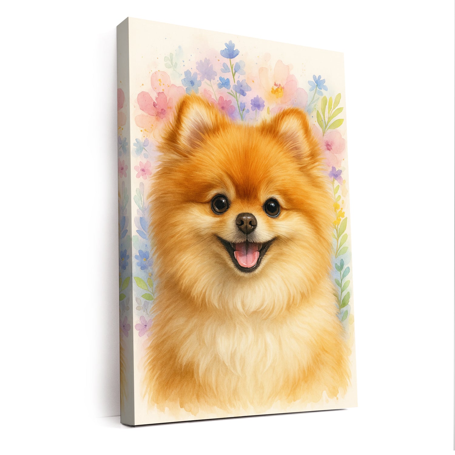Custom Photo Dog Floral Watercolor Art