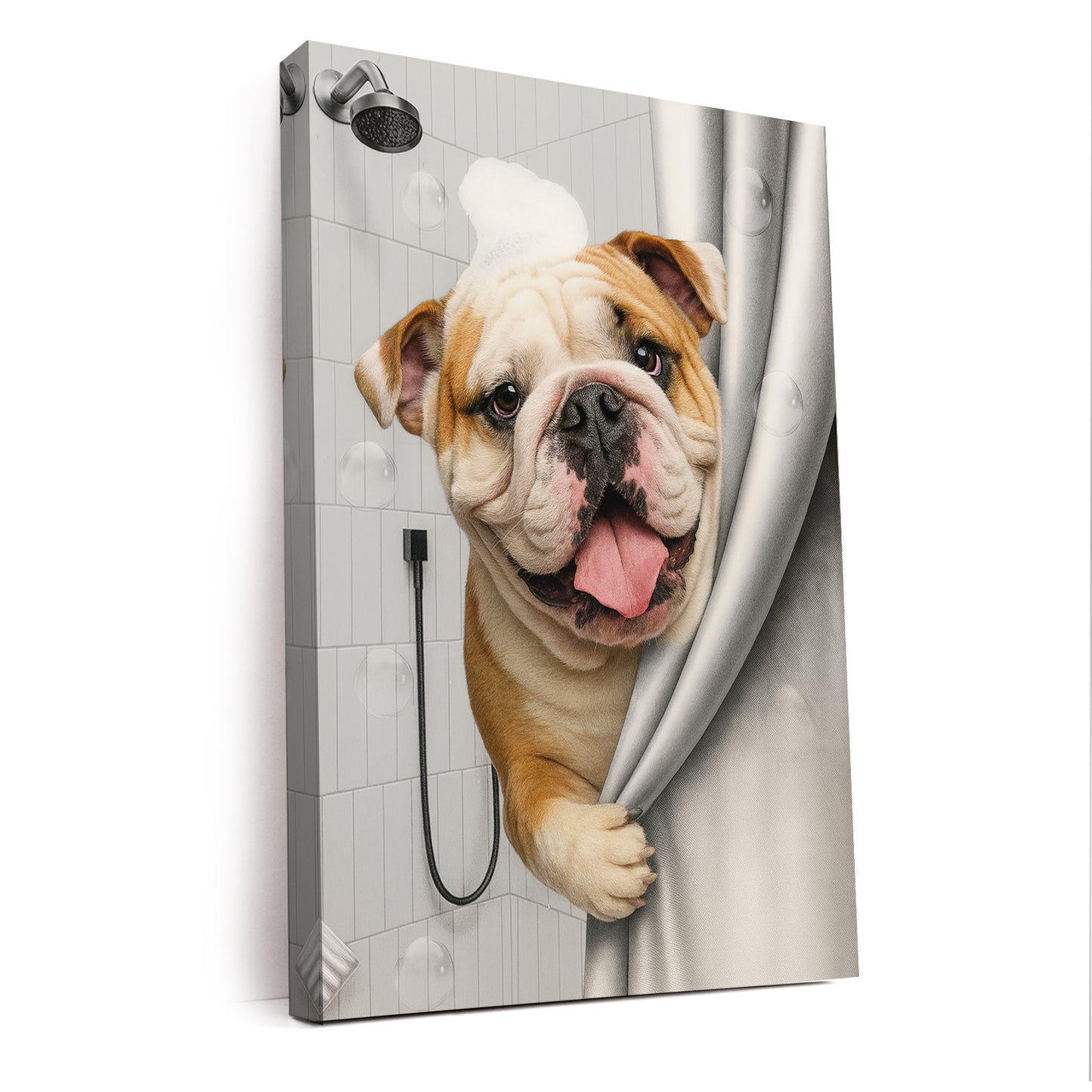 Custom Dog Photo Dog In Bathroom Canvas Gift For Dog Lovers