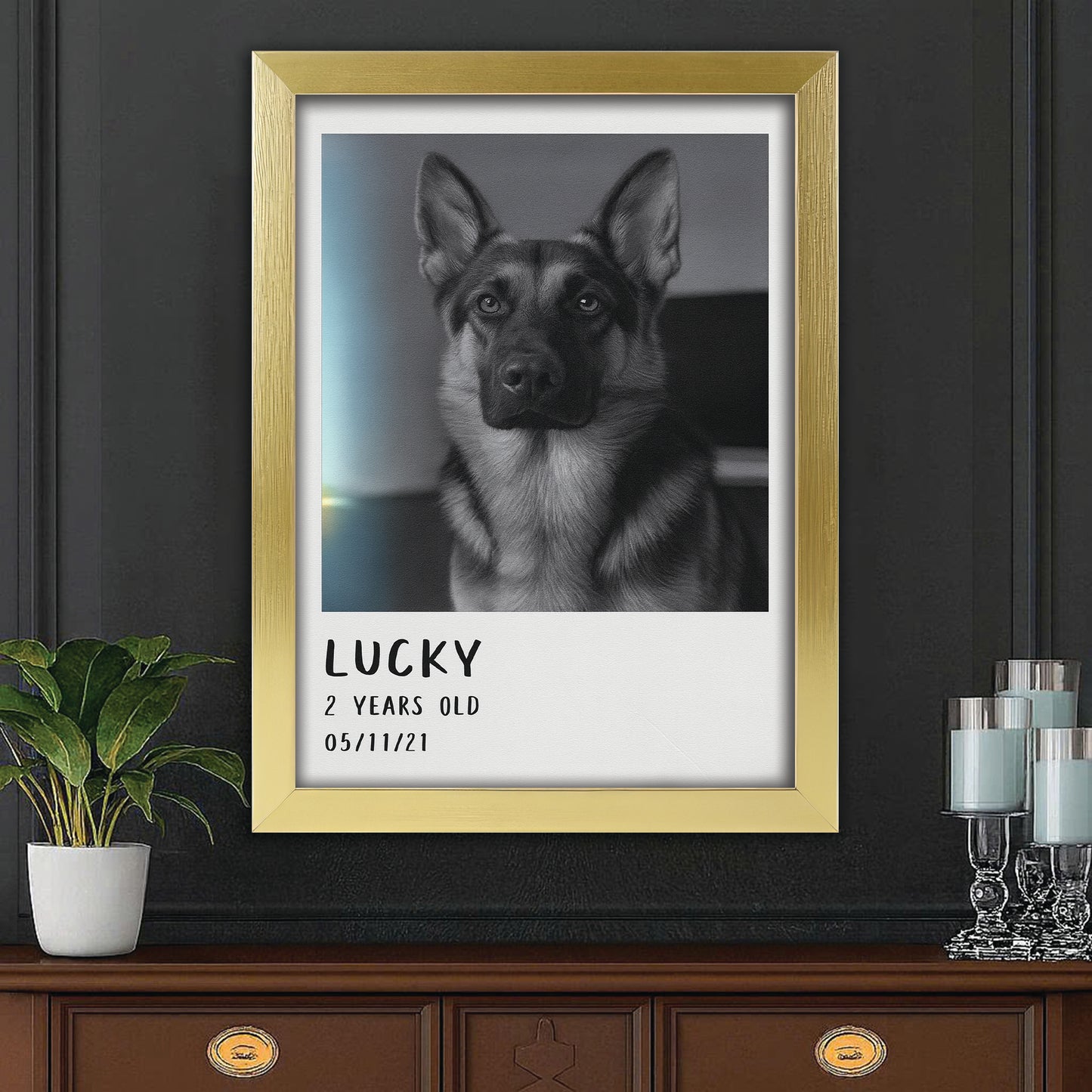Custom Photo Polaroid Film Canvas Framed Wall Art Gift For Dog Lovers