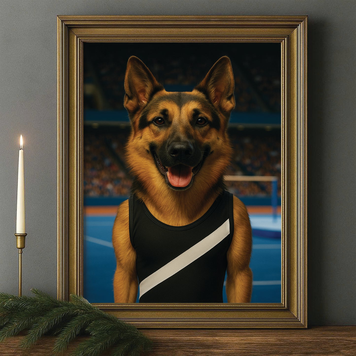 Custom Photo Gymnast Dog Canvas Framed Wall Art Gift For Dog Lovers