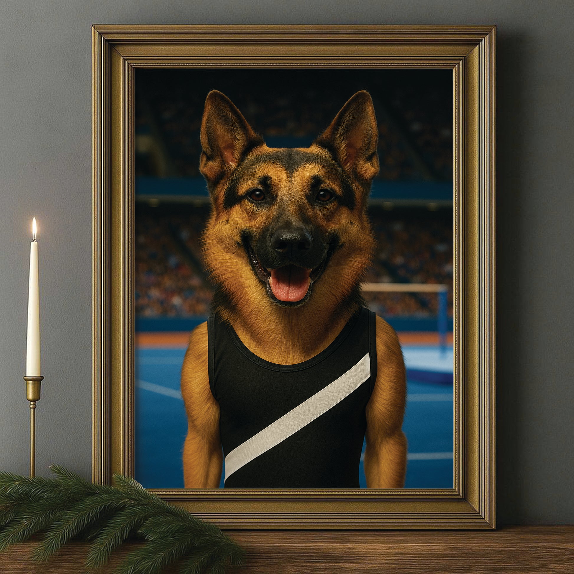 Custom Photo Gymnast Dog Canvas Framed Wall Art Gift For Dog Lovers