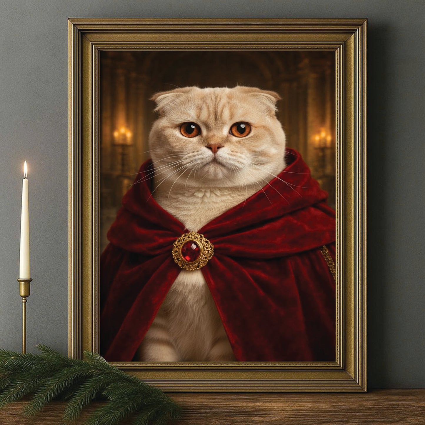 Custom Photo King Royal Cat Canvas Framed Wall Art Gift For Cat Lover