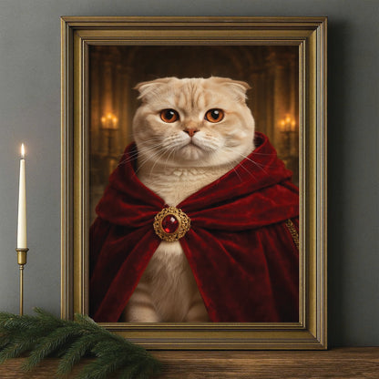 Custom Photo King Royal Cat Canvas Framed Wall Art Gift For Cat Lover