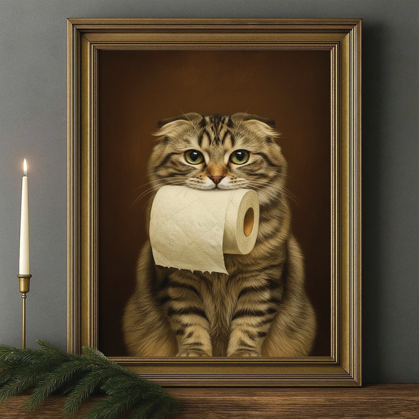 Custom Photo Cat Bathroom Style 18 Canvas Framed Wall Art Gift For Cat Lovers