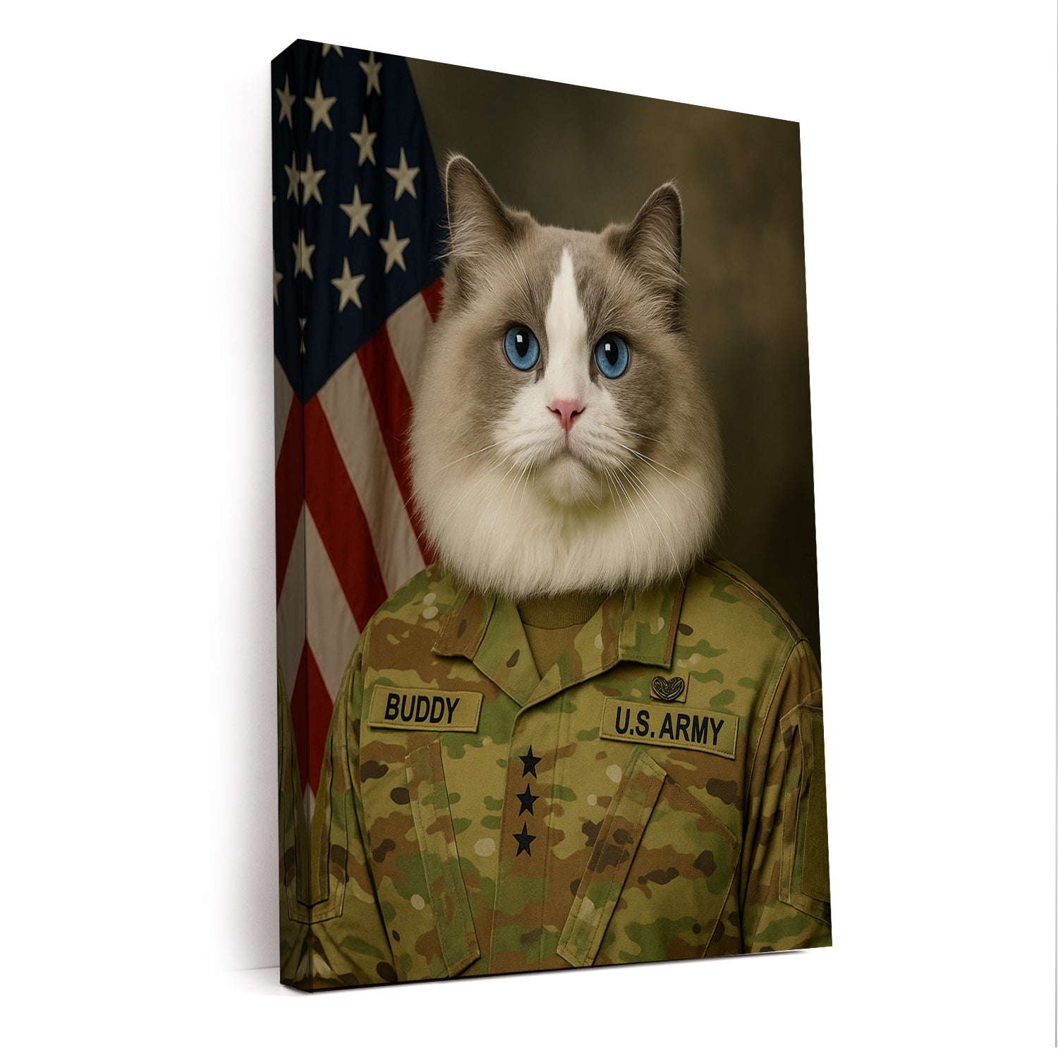 Custom Cat Photo Us Army Canvas _ Gift For Cat Lovers