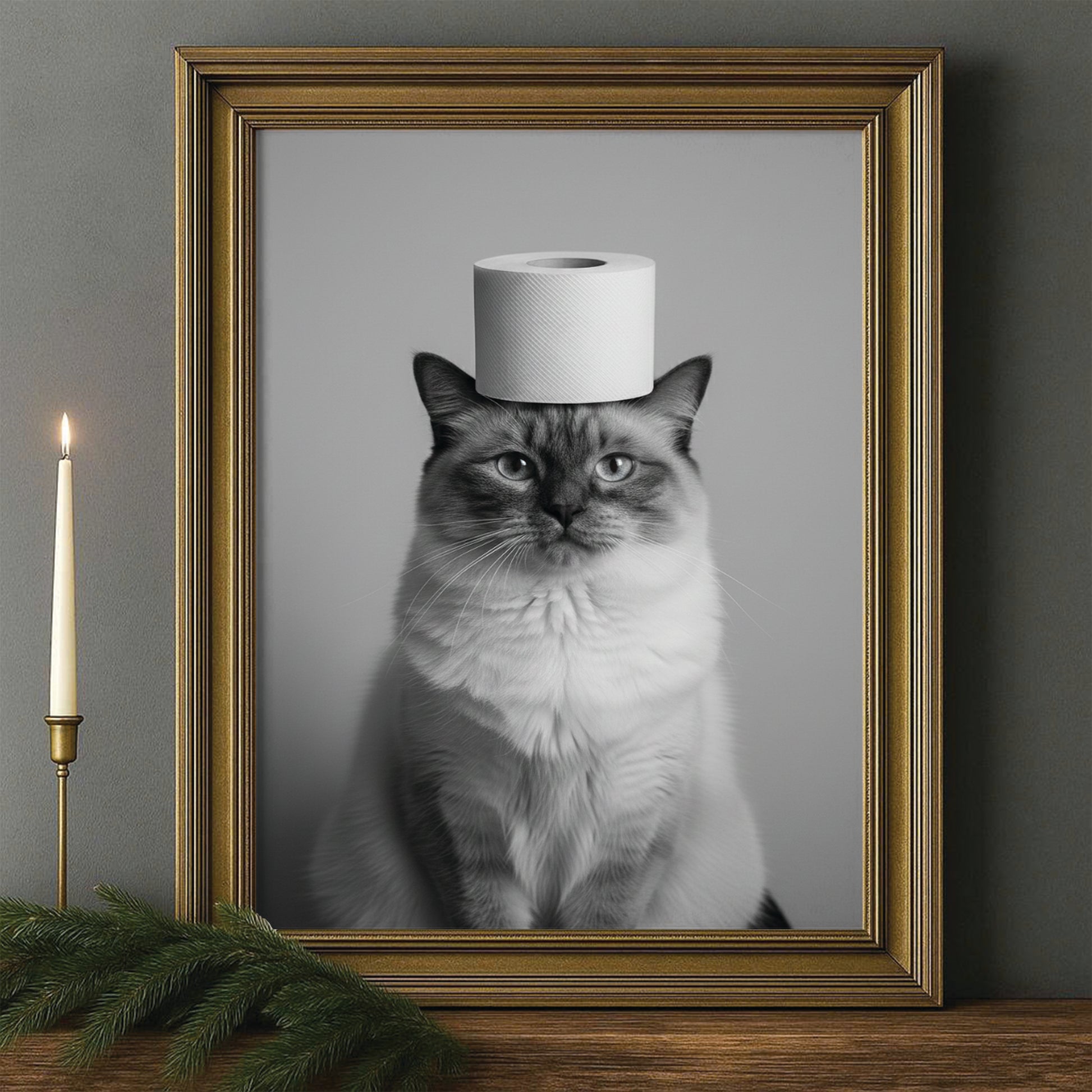 Custom Photo Cat Bathroom Style 11 Canvas Framed Wall Art Gift For Cat Lovers