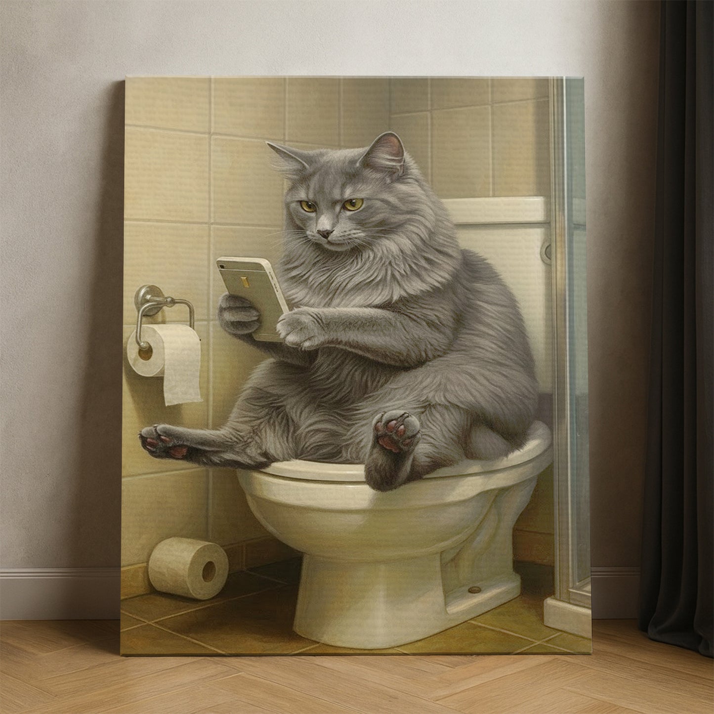 Custom Photo Cat Bathroom Style 3 Canvas Gift For Cat Lovers