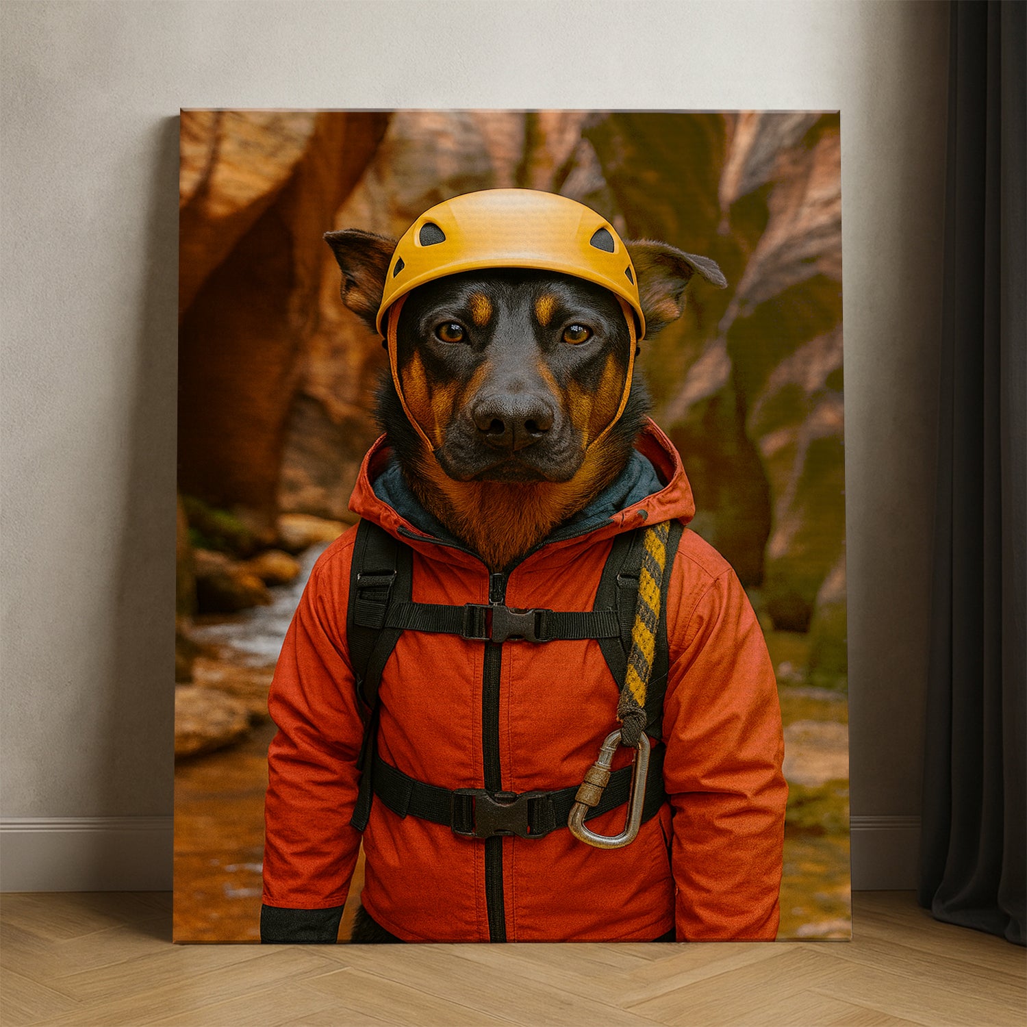 Custom Photo Canyoneering Slot Canyon Adventure Dog Canvas Gift For Dog Lovers