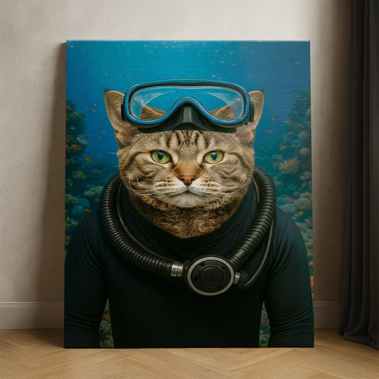 Custom Photo Scuba Diving Cat Gift For Cat Lovers