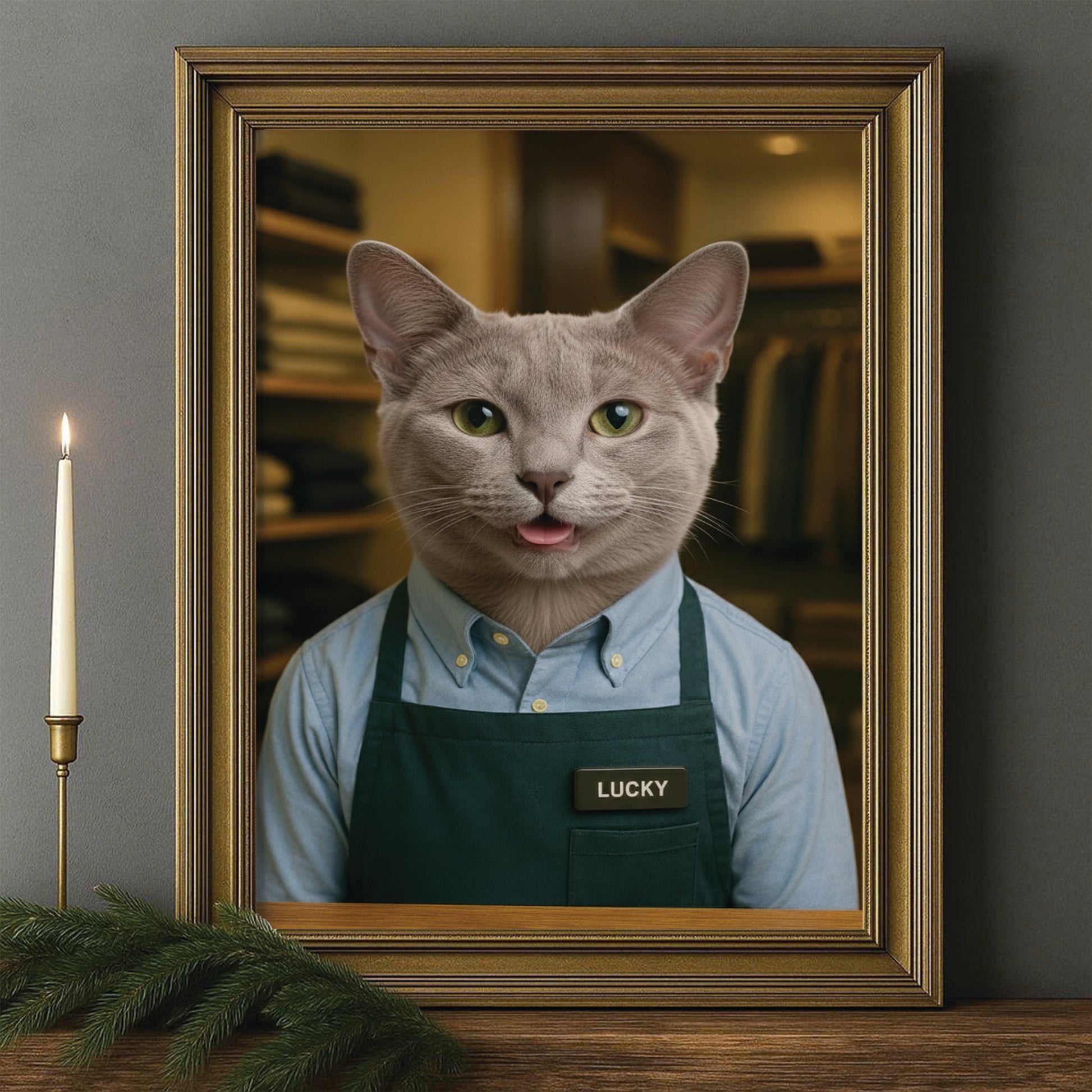 Custom Photo Clothing Store Cat Canvas Framed Wall Art Gift For Cat Lovers