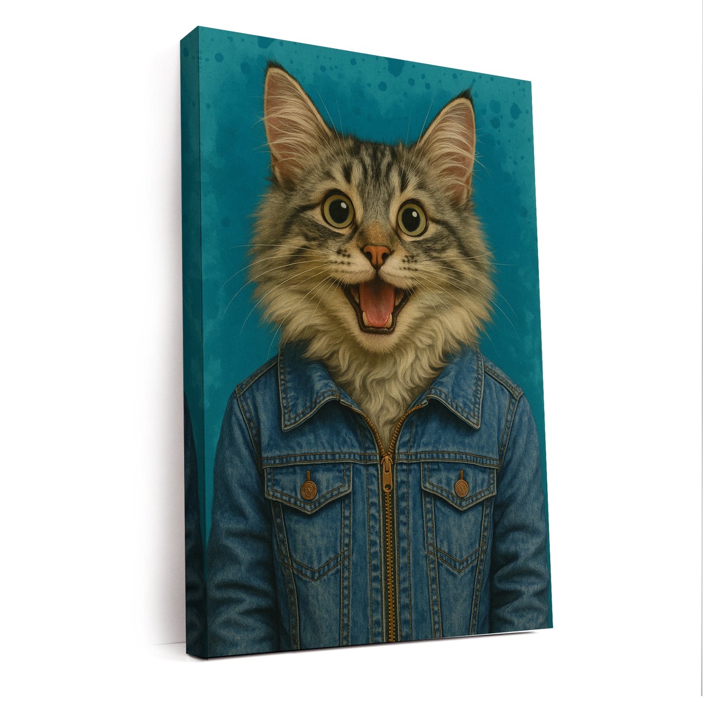 Custom Photo Denim Cat Canvas Gift For Cat Lovers