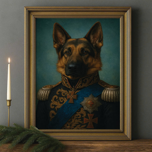 Custom Photo Royal Dog Canvas Framed Wall Art Gift For Dog Lovers