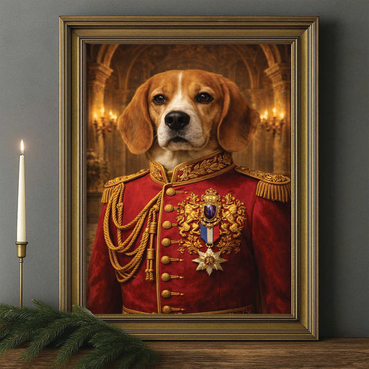 Custom Photo Royal King Dog Style 02 Canvas Framed Wall Art Gift For Dog Lovers
