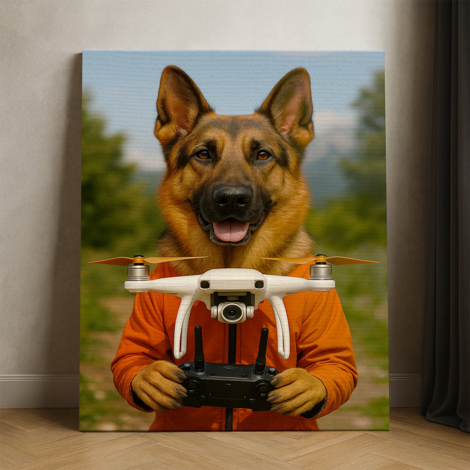 Custom Photo Drone Pilot Dog Canvas Gift For Dog Lovers