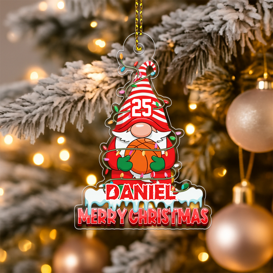 Custom Basketball Gnome Acrylic Ornament Christmas Gift