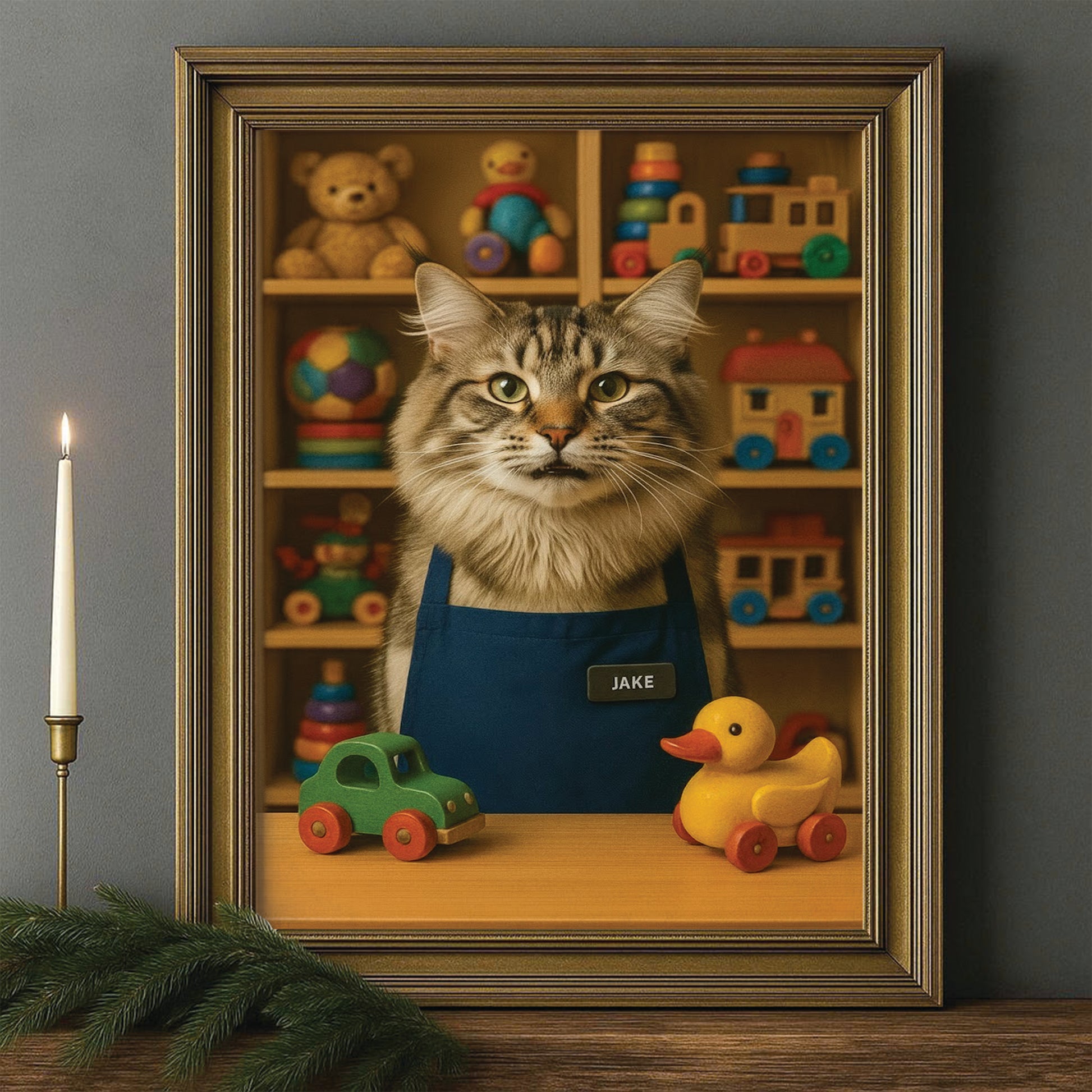 Custom Photo Toy Store Cat Canvas Framed Wall Art Gift For Cat Lovers