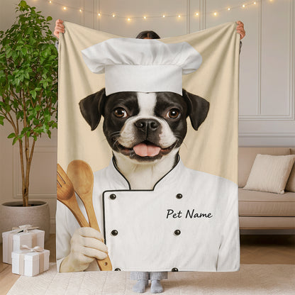 Custom Dog Chef Potrait BlanketGift For Dog Lovers