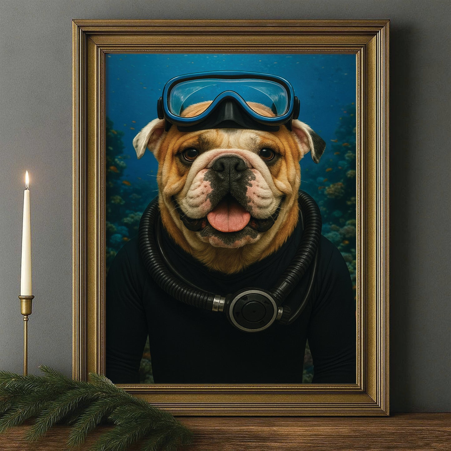 Custom Photo Scuba Diving Dog Gift For Dog Lovers
