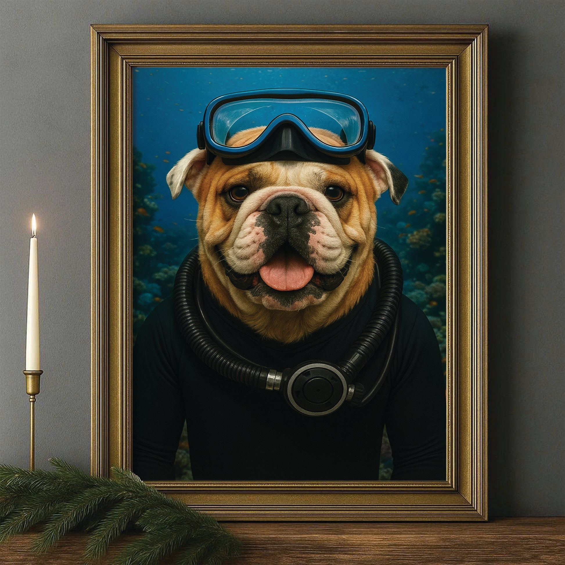 Custom Photo Scuba Diving Dog Gift For Dog Lovers