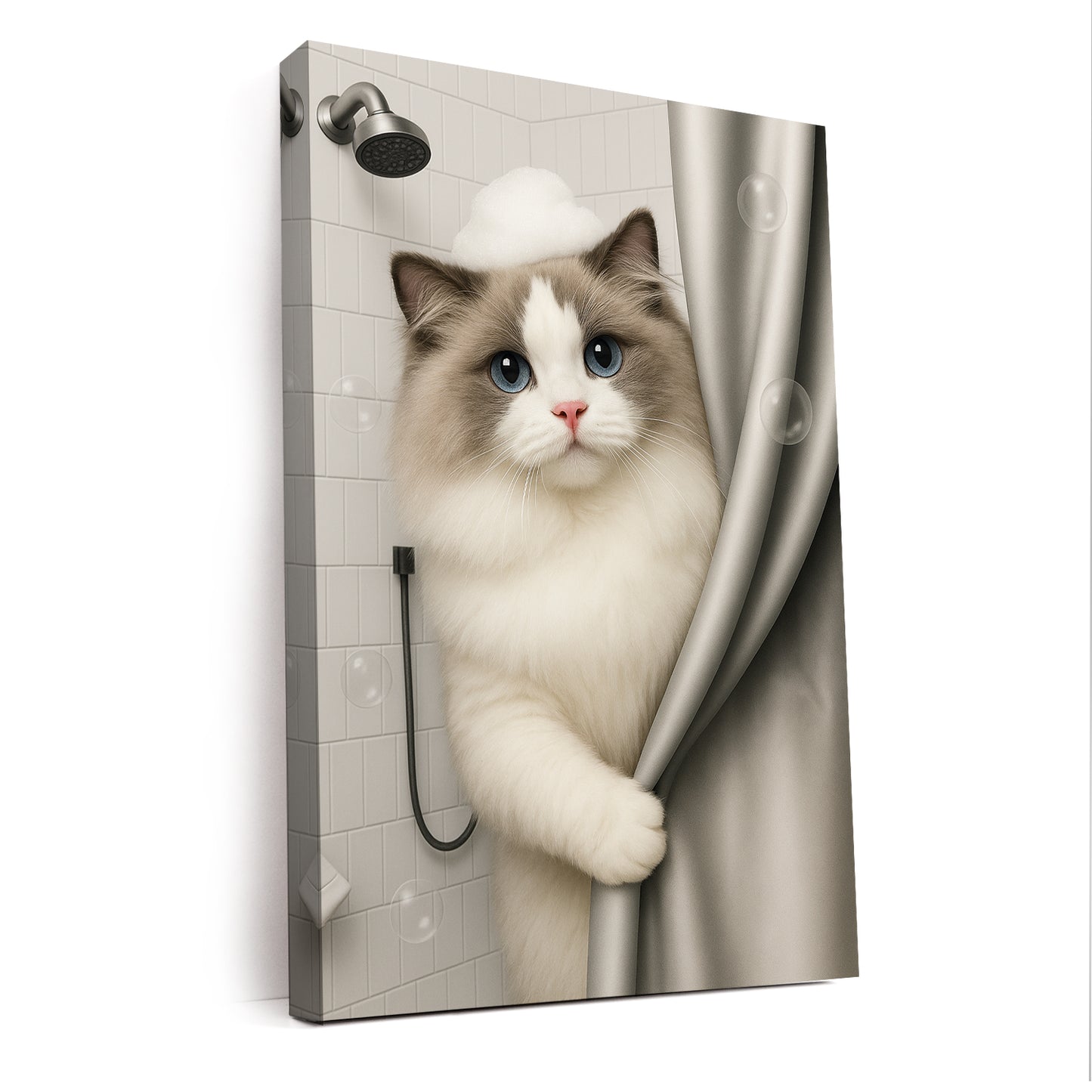 Custom Cat Photo Cat  In Bathroom Canvas Gift For Cat Lovers