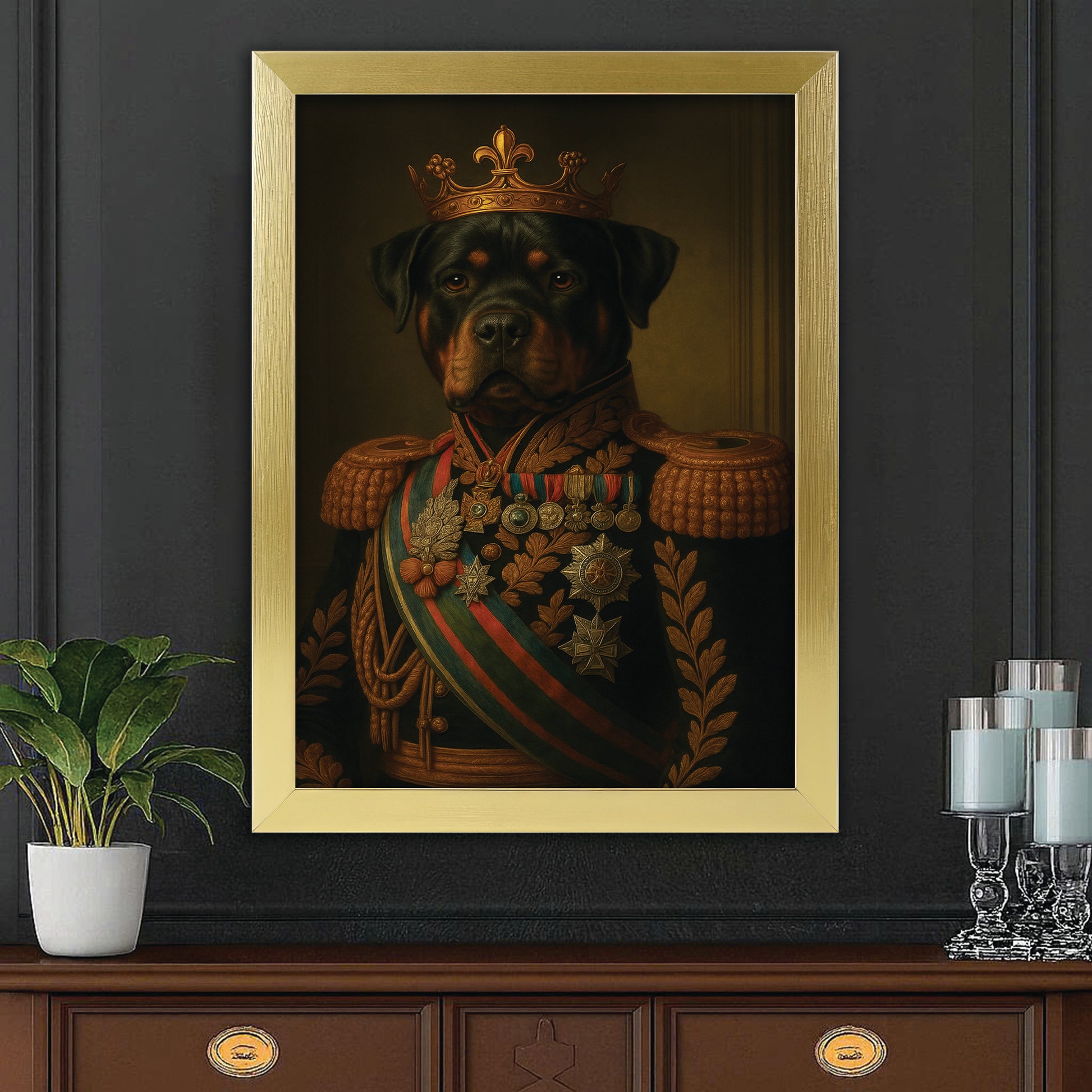 Custom Photo Dog King Crown Royal Canvas Framed Wall Art Framed Wall Art _ Gift For Dog Lovers