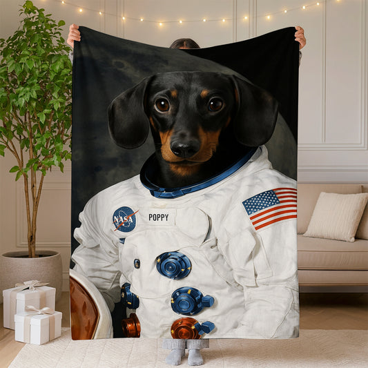 Custom Photo Dog Astronaut Blanket Gift For Dog Lover