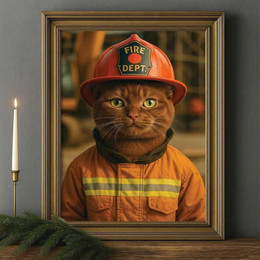 Custom Photo Construction Builder Canvas Framed Wall Art Gift For Cat Lovers