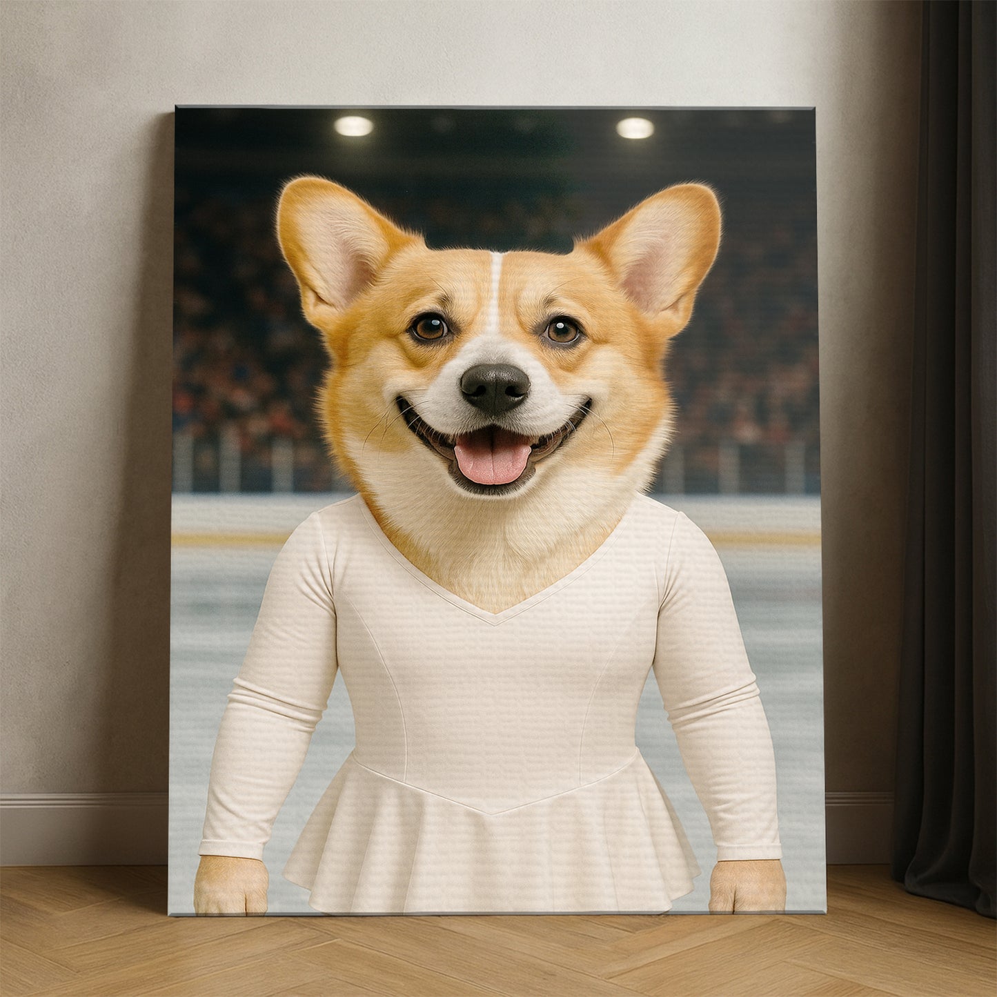 Custom Photo Ice Skater Dog Canvas Gift For Dog Lovers