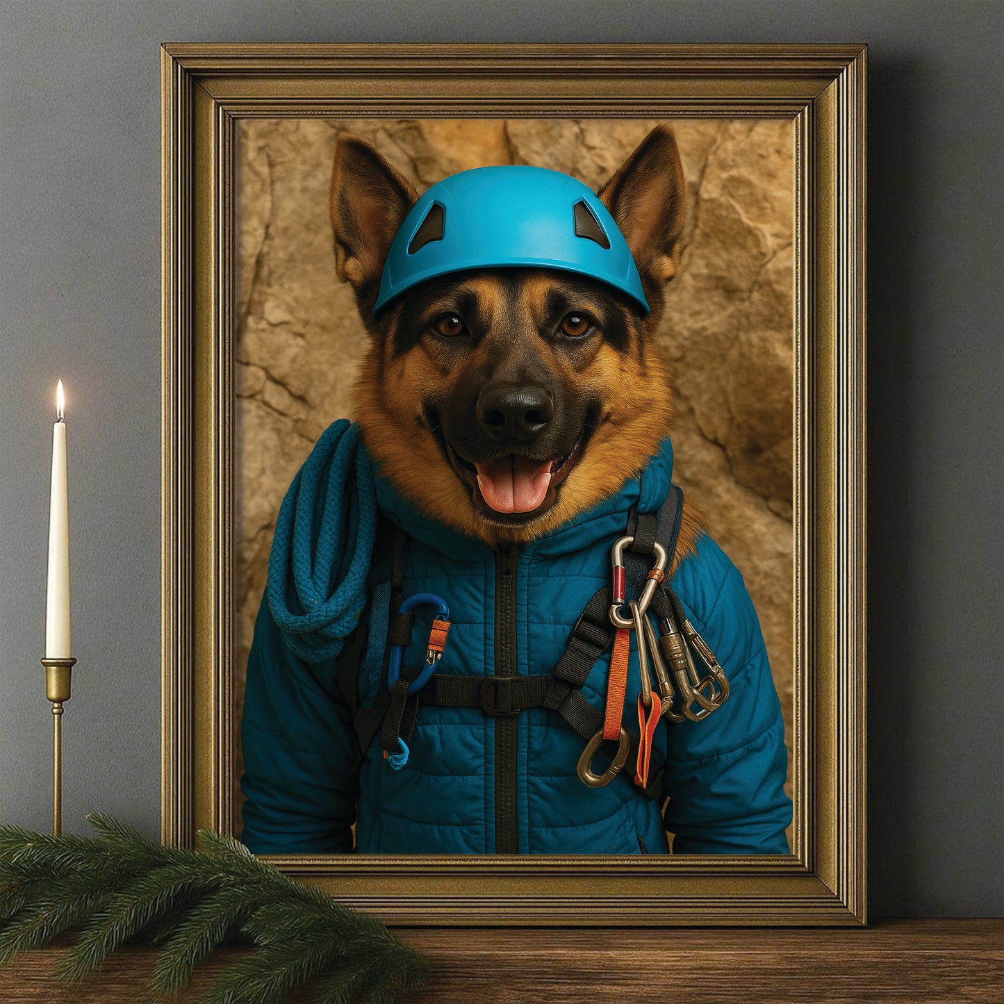 Custom Photo Climber Dog Canvas Framed Wall Art Gift For Dog Lovers