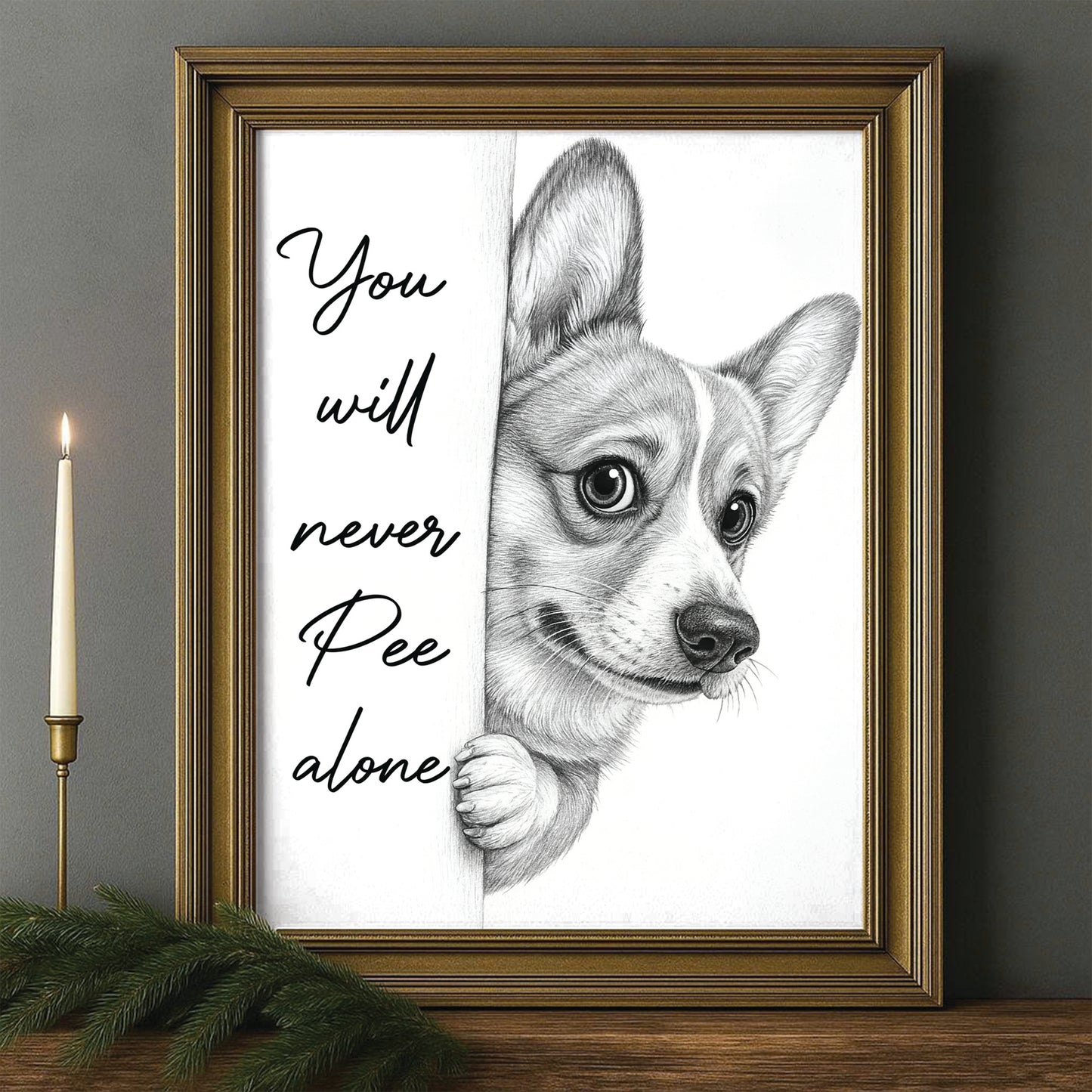 Custom Photo Dog Breed Bathroom Canvas Framed Wall Art Gift For Dog Lovers