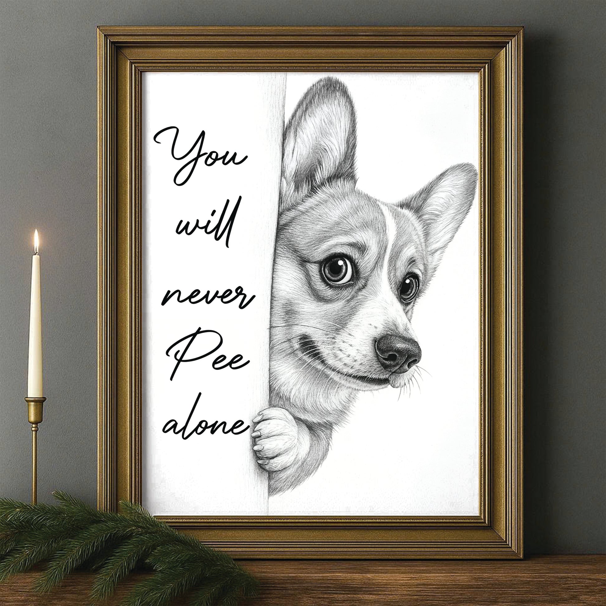 Custom Photo Dog Breed Bathroom Canvas Framed Wall Art Gift For Dog Lovers