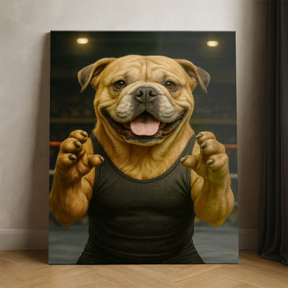 Custom Photo Wrestler Fighter Dog Canvas Gift For Dog Lovers