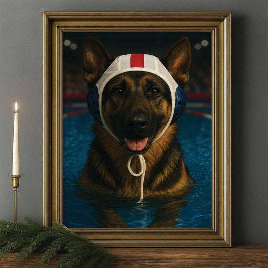 Custom Photo Swimmer Dog Canvas Framed Wall Art Gift For Dog Lovers